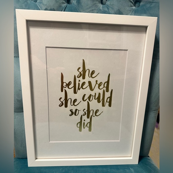 Framed wall art. Inspirational. Gold and white - Picture 1 of 1